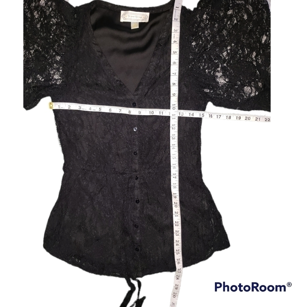 Beyond Vintage Black Lace Bubble Sleeve Size S - Picture 4 of 6